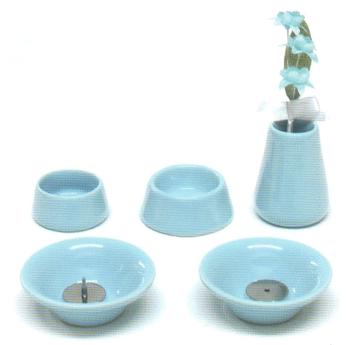 仏具8点セット陶器<br>(ブルー)